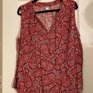 Burgundy paisley sleeveless blouse